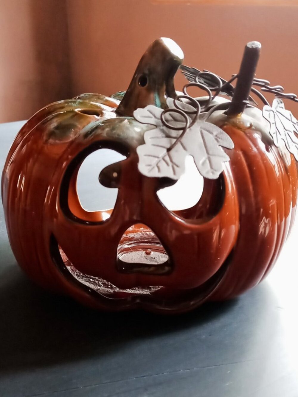 Halloween Pumpkin Jack-O-Lantern Ceramic Tealight Votive Candle Holder - Picture 16 of 16